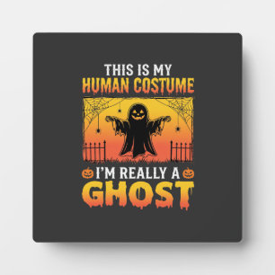 Halloween Human Costume Ghost Vintage Plaque