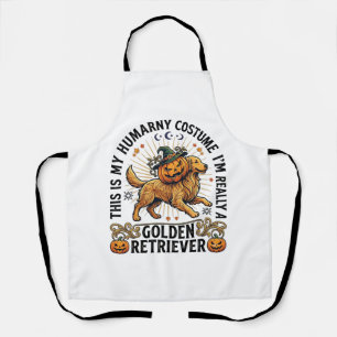 Halloween Human Costume Golden Retriever Pumpkin W Apron