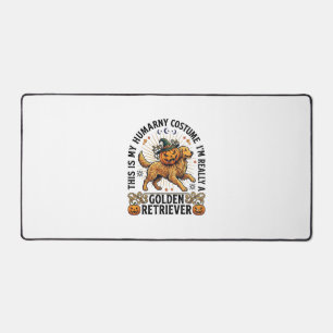 Halloween Human Costume Golden Retriever Pumpkin W Desk Mat