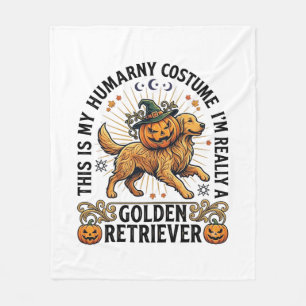 Halloween Human Costume Golden Retriever Pumpkin W Fleece Blanket