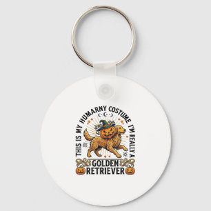Halloween Human Costume Golden Retriever Pumpkin W Key Ring