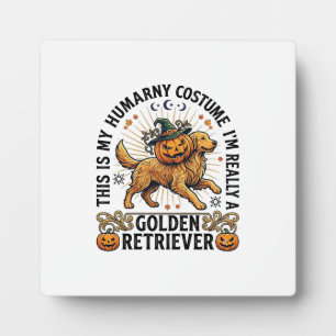 Halloween Human Costume Golden Retriever Pumpkin W Plaque
