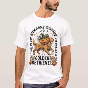 Halloween Human Costume Golden Retriever Pumpkin W T-Shirt