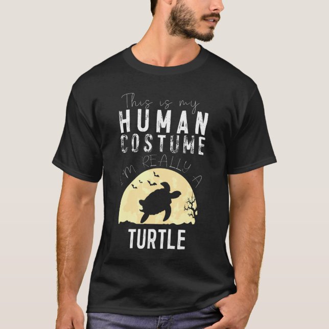 Halloween Human Costume Turtle Creepy Horror T-Shirt (Front)
