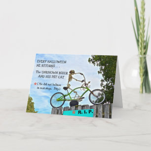"HALLOWEEN HUMOR/THE UNKNOWN BIKER"/SKELETON CARD