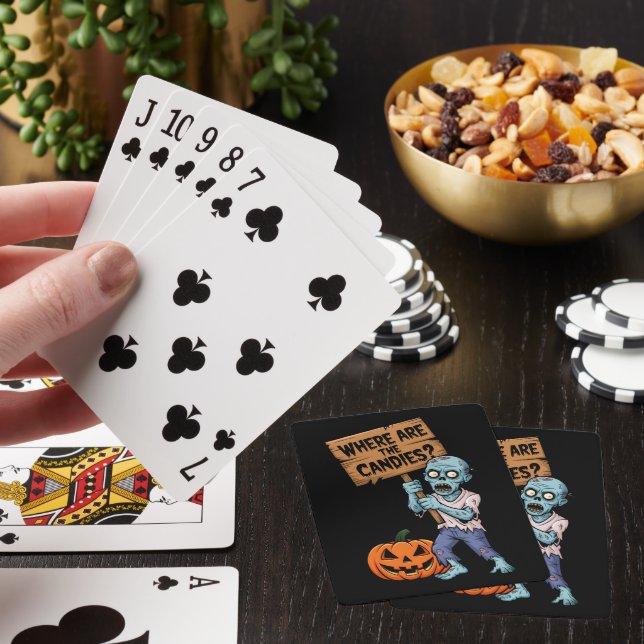 Halloween Humor Zombie Candies Playing Cards (In Situ)