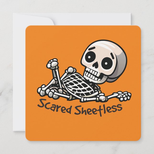 Halloween humour Scared sheetless Holiday Card (Front)