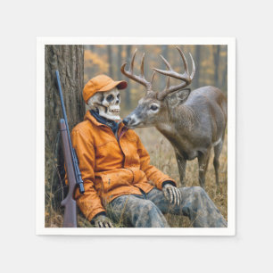 Halloween Hunter Skeleton With a Buck Napkin