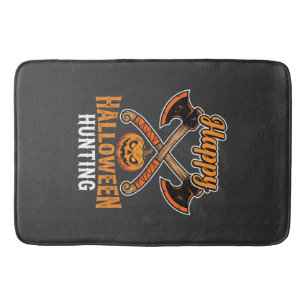 Halloween Hunting Crossed Axes Jack O Lantern Bath Mat