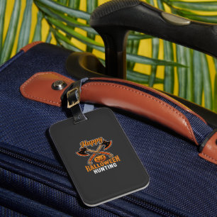 Halloween Hunting Crossed Axes Jack O Lantern Luggage Tag