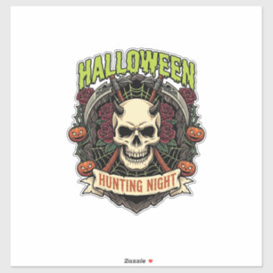 Halloween Hunting Night Horned Skull Roses Pumpkin