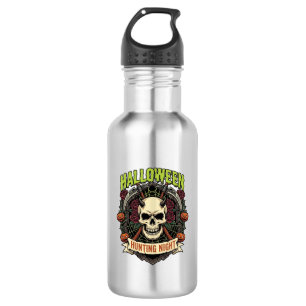 Halloween Hunting Night Horned Skull Roses Pumpkin 532 Ml Water Bottle