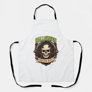 Halloween Hunting Night Horned Skull Roses Pumpkin Apron