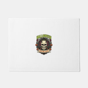 Halloween Hunting Night Horned Skull Roses Pumpkin Doormat