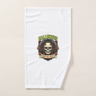 Halloween Hunting Night Horned Skull Roses Pumpkin Hand Towel