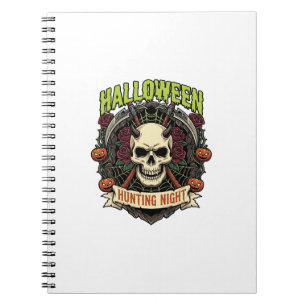 Halloween Hunting Night Horned Skull Roses Pumpkin Notebook