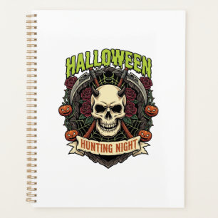 Halloween Hunting Night Horned Skull Roses Pumpkin Planner