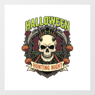 Halloween Hunting Night Horned Skull Roses Pumpkin Window Cling