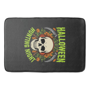 Halloween Hunting Night Skull Scythe Vector Design Bath Mat