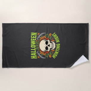 Halloween Hunting Night Skull Scythe Vector Design Beach Towel