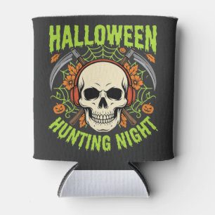 Halloween Hunting Night Skull Scythe Vector Design Can Cooler