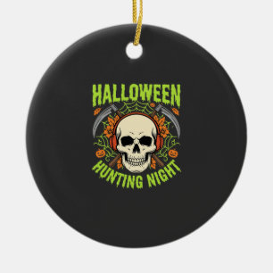 Halloween Hunting Night Skull Scythe Vector Design Ceramic Tree Decoration