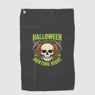 Halloween Hunting Night Skull Scythe Vector Design Golf Towel