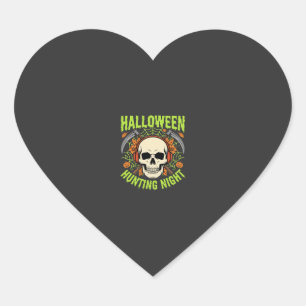 Halloween Hunting Night Skull Scythe Vector Design Heart Sticker