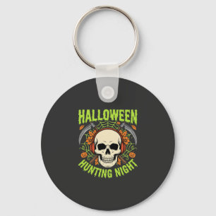 Halloween Hunting Night Skull Scythe Vector Design Key Ring