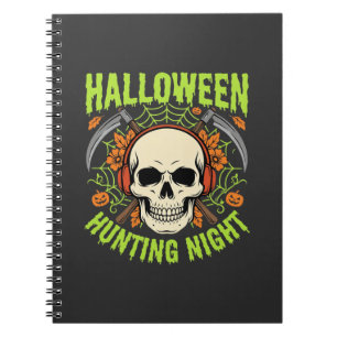 Halloween Hunting Night Skull Scythe Vector Design Notebook