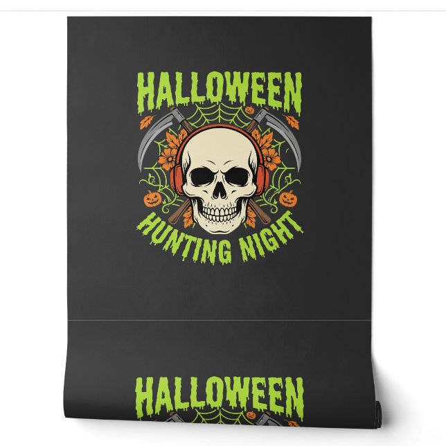 Halloween Hunting Night Skull Scythe Vector Design Wallpaper (Unrolling)
