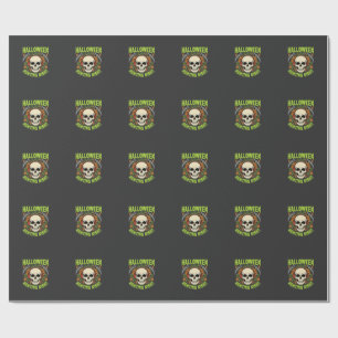 Halloween Hunting Night Skull Scythe Vector Design Wrapping Paper