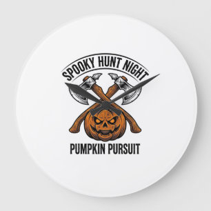 Halloween Hunting Shirt With Pumpkin Axes_1 Large Clock