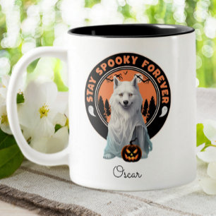 Halloween Husky Ghost Stay Spooky Personalized Two-Tone Coffee Mug