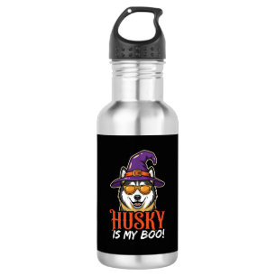 Halloween Husky Is My Boo Witch Hat 532 Ml Water Bottle