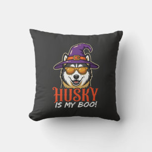 Halloween Husky Is My Boo Witch Hat Cushion