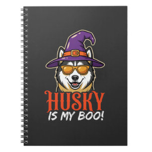 Halloween Husky Is My Boo Witch Hat Notebook