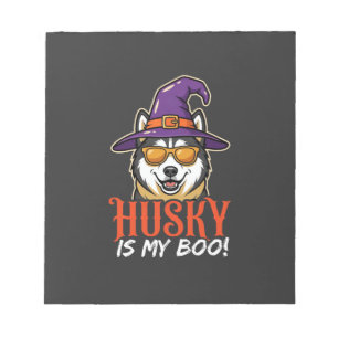 Halloween Husky Is My Boo Witch Hat Notepad