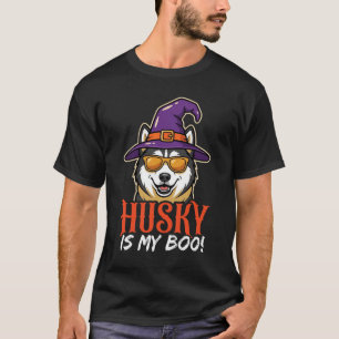 Halloween Husky Is My Boo Witch Hat T-Shirt