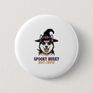 Halloween Husky Shirt Witch Dog Vintage Graphic 6 Cm Round Badge