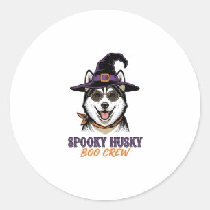 Halloween Husky Shirt Witch Dog Vintage Graphic Classic Round Sticker