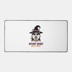 Halloween Husky Shirt Witch Dog Vintage Graphic Desk Mat