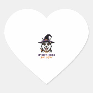 Halloween Husky Shirt Witch Dog Vintage Graphic Heart Sticker