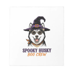 Halloween Husky Shirt Witch Dog Vintage Graphic Notepad