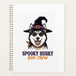 Halloween Husky Shirt Witch Dog Vintage Graphic Planner