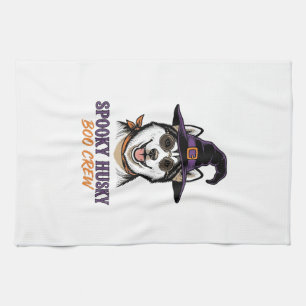 Halloween Husky Shirt Witch Dog Vintage Graphic Tea Towel