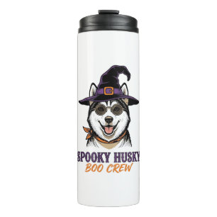 Halloween Husky Shirt Witch Dog Vintage Graphic Thermal Tumbler