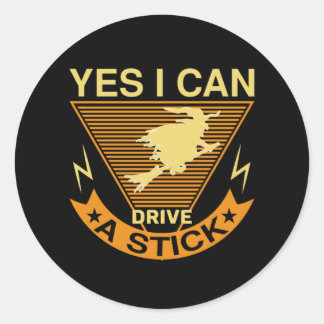 Halloween I Can Drive A Stick Birthday Classic Round Sticker