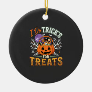 Halloween I Do Tricks for Treats Pumpkin Ceramic Tree Decoration