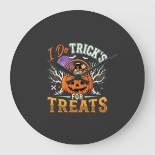 Halloween I Do Tricks for Treats Pumpkin Large Clock